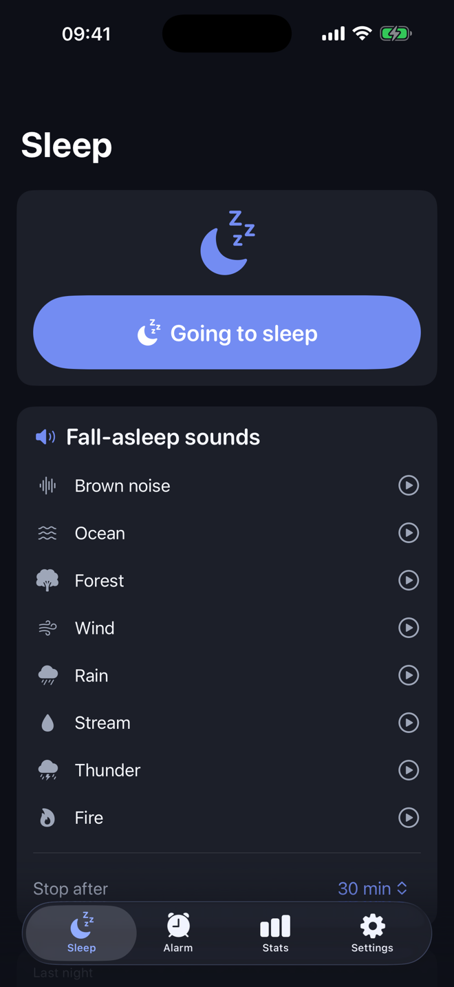 Larm sleep mode screen